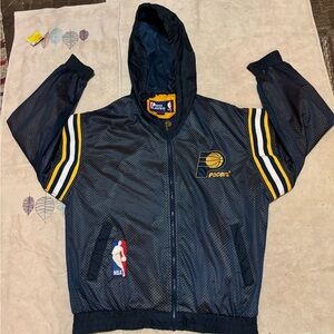 NBA Indiana Pacers mesh lined pregame warm-up jacket with hood size L stitched
